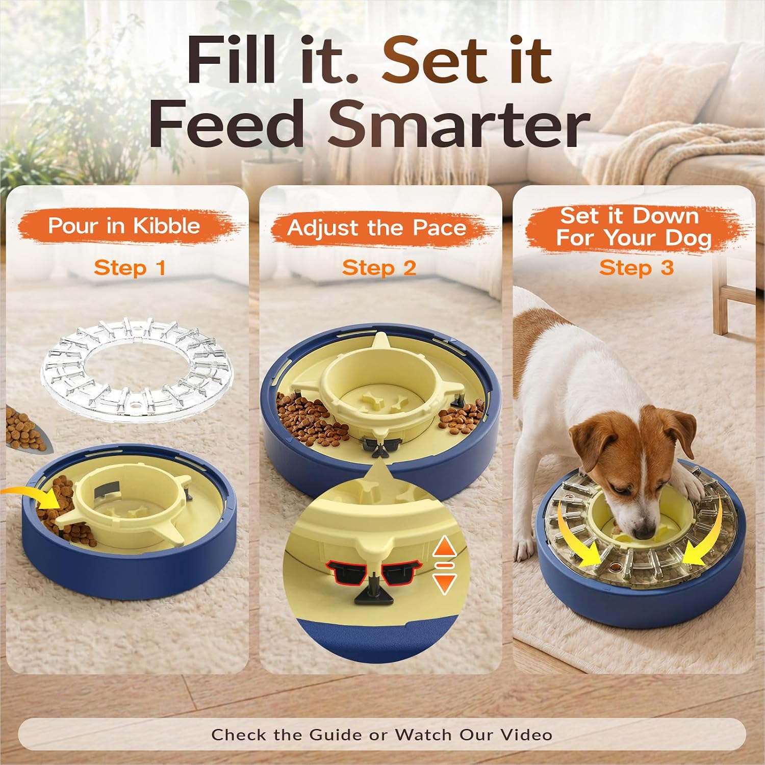 KADTC Adjustable 5-60 Min Slow Feeder Dog Bowl & Puzzle Feeder Anti-Gulping