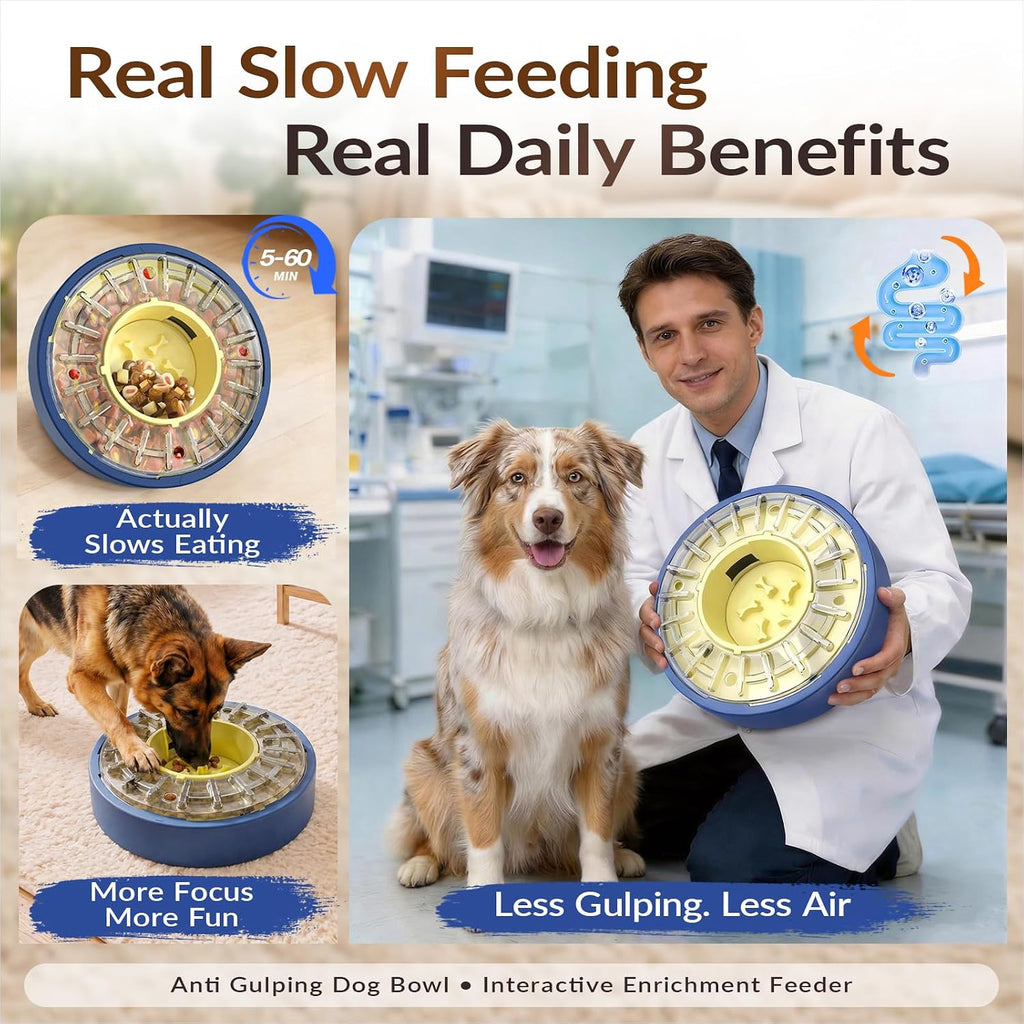 KADTC Adjustable 5-60 Min Slow Feeder Dog Bowl & Puzzle Feeder Anti-Gulping