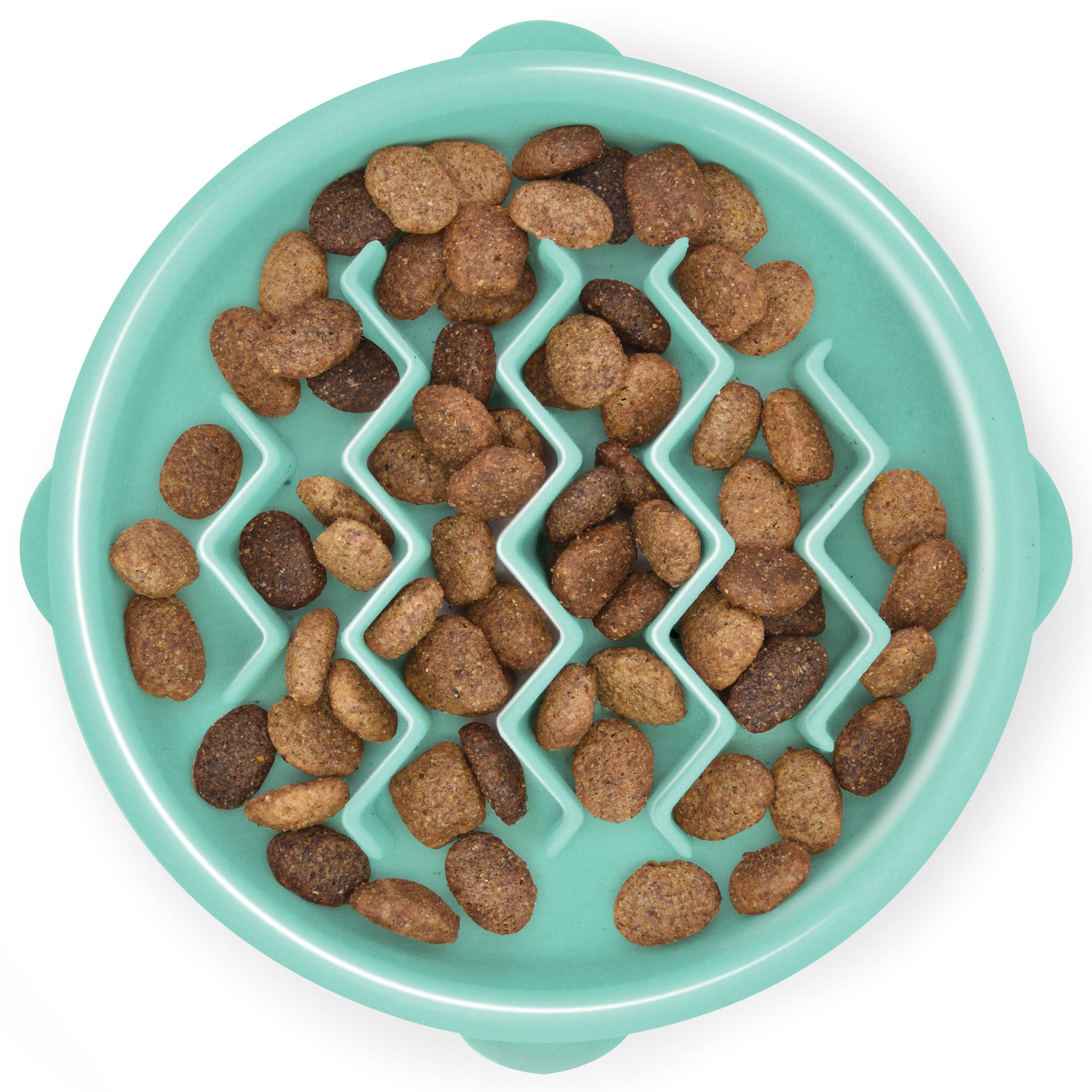 Fun Feeder Slo Bowl – Large 4‑Cup Capacity, Slow Feeding, Medium to Large Dogs, Non‑Slip, Turquoise, Drop Pattern
