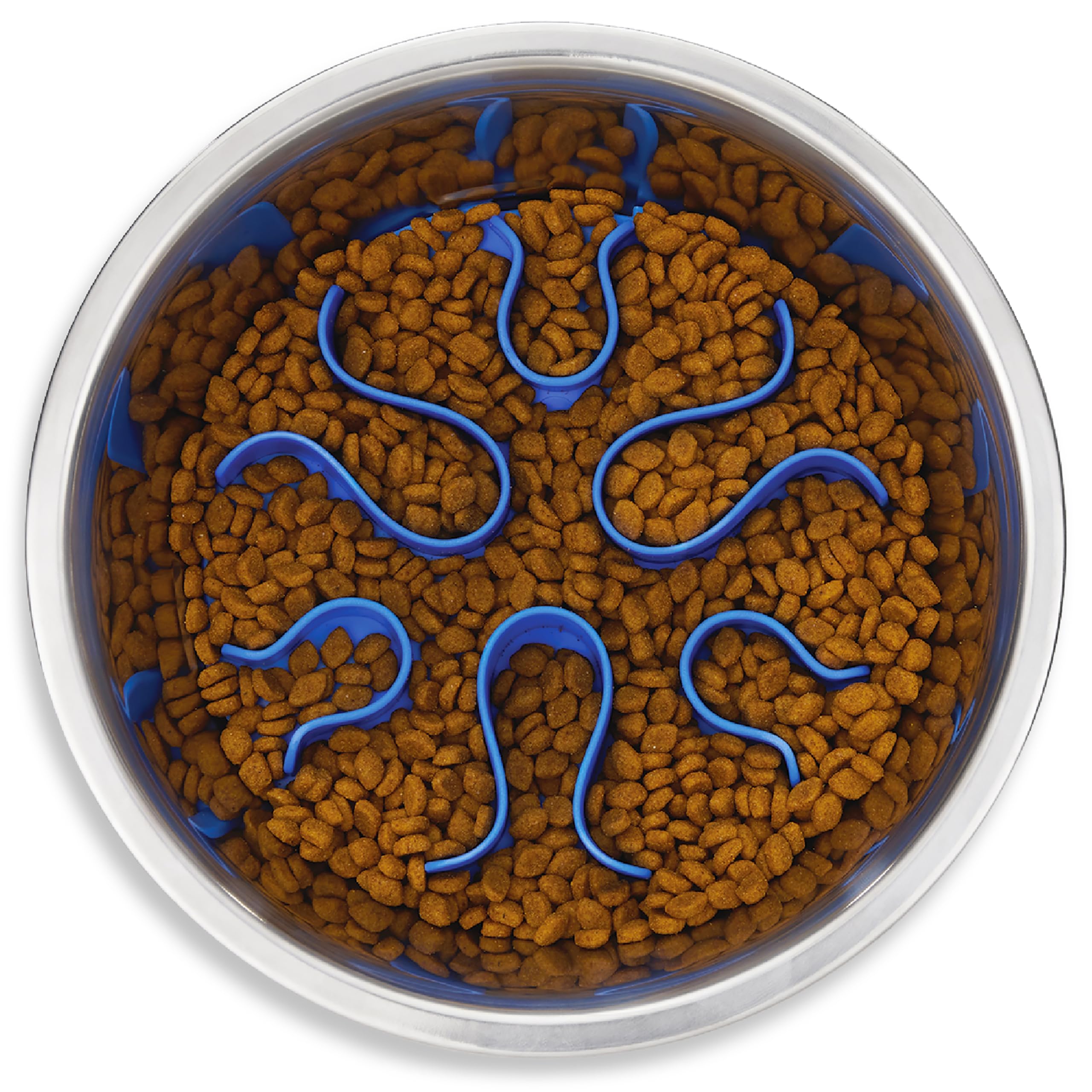 Fun Feeder Slo Bowl – Large 4‑Cup Capacity, Slow Feeding, Medium to Large Dogs, Non‑Slip, Turquoise, Drop Pattern