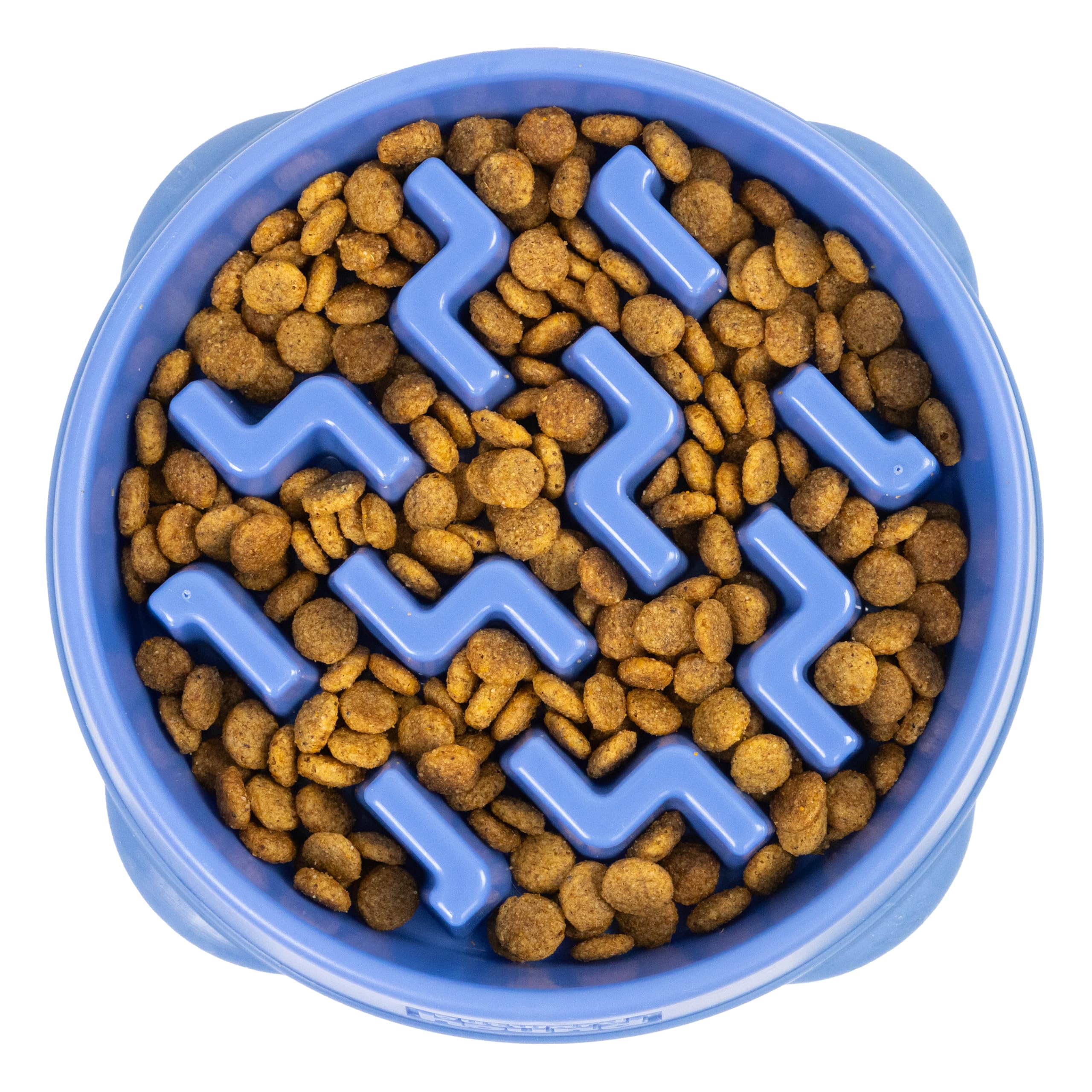 Fun Feeder Slo Bowl – Large 4‑Cup Capacity, Slow Feeding, Medium to Large Dogs, Non‑Slip, Turquoise, Drop Pattern